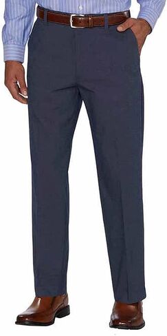 Kirkland Signature Men's Non-Iron Comfort Pant, Classic Fit, Expandable Waist, Tapered Leg, Comfort Stretch Fabric, Easy Care, Black Pin Dot (40X30) in Kuwait