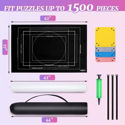 Puzzle Mat Roll Up for 1500 Pieces, Felt Puzzle Board Alternative Gift Set with 4 Sorting Trays and Inflatable Tube, Premium Puzzle Saver Mat for Storage, Portable Puzzle Rolling Mat in Kuwait