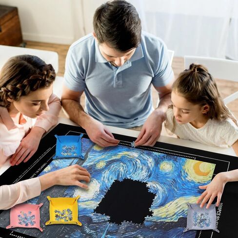 Puzzle Mat Roll Up for 1500 Pieces, Felt Puzzle Board Alternative Gift Set with 4 Sorting Trays and Inflatable Tube, Premium Puzzle Saver Mat for Storage, Portable Puzzle Rolling Mat in Kuwait