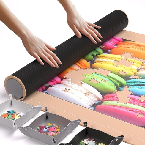 The Original Newverest Jigsaw Puzzle Mat Roll Up, Saver Pad 46" x 26" Portable Keeper Up to 1500 Pieces with Non-Slip Rubber Bottom & Smooth Top + 3 Puzzle Sorting Trays & Travel-Friendly Storage Bag in Saudi Arabia