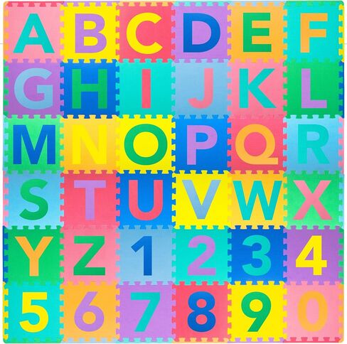ProSource Kids Foam Puzzle Floor Play Mat with Shapes & Colors 36 Tiles, 12"x12" and 24 Borders in Saudi Arabia