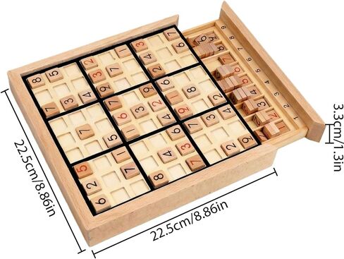 Wooden Sudoku Puzzle Board Game with Drawer, Includes Extra Number Tiles and Puzzles Booklet, Educational Logic Brain Teaser Toy for Adults (Black)​ in Saudi Arabia