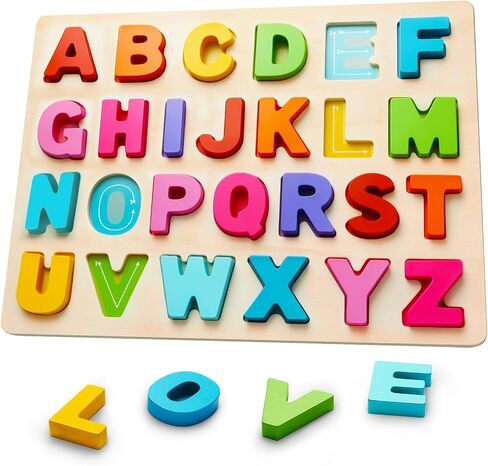 Wooden Alphabet Puzzles, ABC Learning Toys for Toddlers in Saudi Arabia