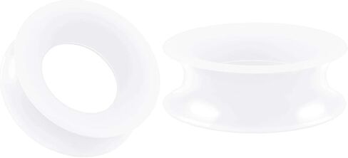 Pair of White Silicone Double Flared Saddle Piercing Jewelry Stretcher Ear Earring Lobe Flesh Tunnel Plugs in Kuwait