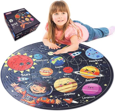 TALGIC Jumbo Floor Puzzle for Kids Ages 4-6, 70 Piece Solar System Puzzle in Kuwait