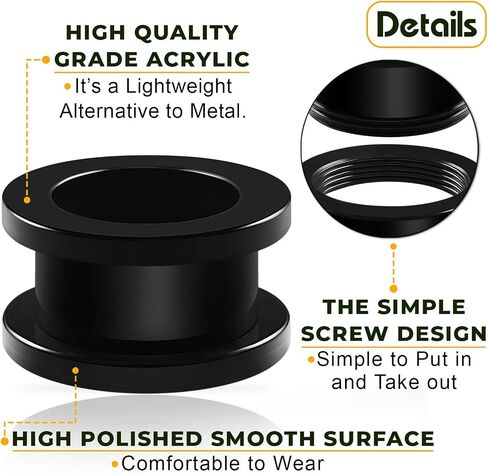 BIG GAUGES 2 Pairs Acrylic External Screw Flesh Tunnels Piercing Jewelry Stretcher Ear Lobe Earring Plugs in Kuwait