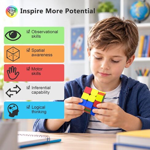 Vdealen 3x3 Speed Cube with Stand Stickerless Magic Cube Toy Gift for Kids in Saudi Arabia