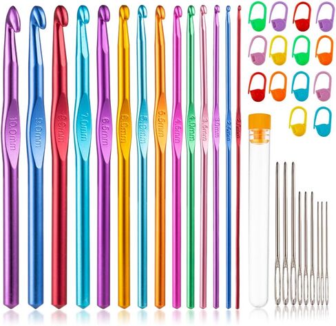 Vodiye 14 Sizes Crochet Hooks Set, 2.0-10.0mm, Metal Crochet Needles in Kuwait