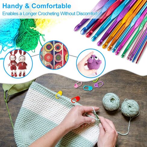 Vodiye 14 Sizes Crochet Hooks Set, 2.0-10.0mm, Metal Crochet Needles in Kuwait