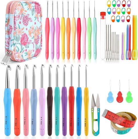 Vodiye 14 Sizes Crochet Hooks Set, 2.0-10.0mm, Metal Crochet Needles in Kuwait