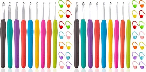 Vodiye 14 Sizes Crochet Hooks Set, 2.0-10.0mm, Metal Crochet Needles in Kuwait