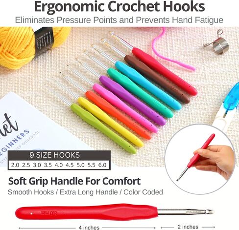 Piccassio Crochet Kit for Beginners – Complete Starter Set for Adults & Teens with 20 Yarn Colors, Hooks, Book & Organizer Bag – Learn to Make Amigurumi, Plushies & Handmade Gifts in Kuwait