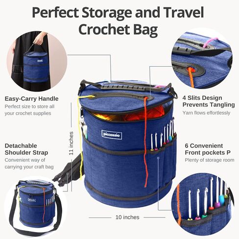 Piccassio Crochet Kit for Beginners – Complete Starter Set for Adults & Teens with 20 Yarn Colors, Hooks, Book & Organizer Bag – Learn to Make Amigurumi, Plushies & Handmade Gifts in Kuwait
