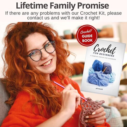 Piccassio Crochet Kit for Beginners – Complete Starter Set for Adults & Teens with 20 Yarn Colors, Hooks, Book & Organizer Bag – Learn to Make Amigurumi, Plushies & Handmade Gifts in Kuwait