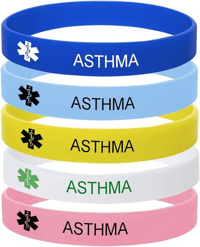 5 Color Pack-Personalized Engraved Medical Alert ID Jewelry Food Drug Allergy Bracelets,100% Silicone Rubber ID Survivor Bracelet Band,Emergency Contact Bracelet,Diabetes Bracelet,5.5"-7.9" in Kuwait