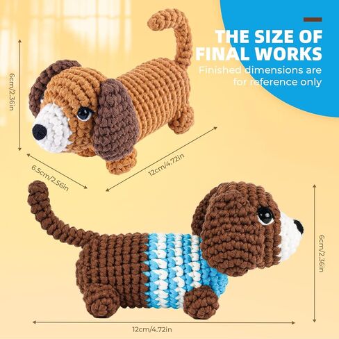 MOREJMTT Crochet Kit for Beginners, Learn to Crochet, Include Easy Knitting Soft Yarn, Step-by-Step Video Tutorial, Hook, Holiday Birthday Gift for Adults (Sausage Dog) in Saudi Arabia