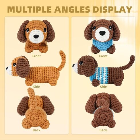 MOREJMTT Crochet Kit for Beginners, Learn to Crochet, Include Easy Knitting Soft Yarn, Step-by-Step Video Tutorial, Hook, Holiday Birthday Gift for Adults (Sausage Dog) in Saudi Arabia