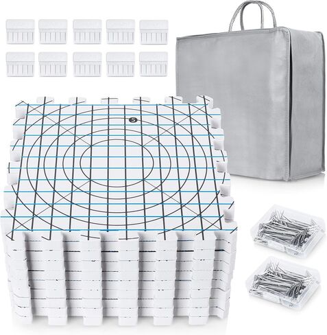 Extra Thick Blocking Mats for Wet and Steam Blocking - Includes Pack of 9, 100 T Pins, 10 Pin Blocker and Storage Bag in Kuwait