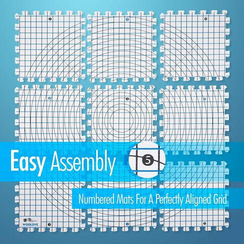 Extra Thick Blocking Mats for Wet and Steam Blocking - Includes Pack of 9, 100 T Pins, 10 Pin Blocker and Storage Bag in Kuwait
