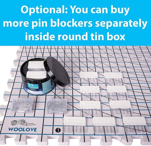Extra Thick Blocking Mats for Wet and Steam Blocking - Includes Pack of 9, 100 T Pins, 10 Pin Blocker and Storage Bag in Kuwait