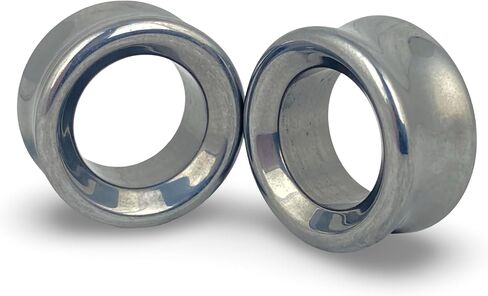 Mystic Metals Body Jewelry Pair of Concave Hematite Stone Double Flare Tunnels (STN-695) in Saudi Arabia
