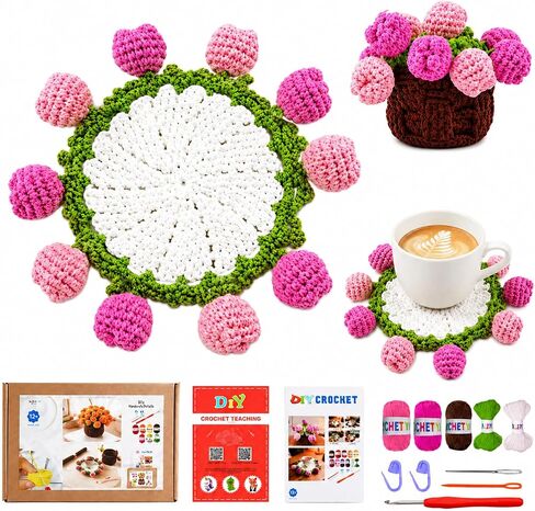 Yarniss Lily of the Valley Coaster Crochet Kit Beginner w/Video Guide in Saudi Arabia