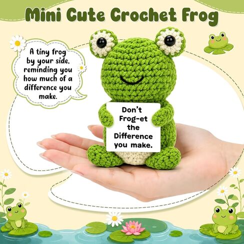 Thank You Gifts for Women Teacher Coworkers Nurse Boss Friends Manager, Funny Teacher Birthday Christmas Appreciation Gift, Cute Crochet Frog Desk Decor Inspirational Friendship Present for Woman in Kuwait