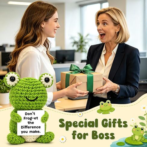 Thank You Gifts for Women Teacher Coworkers Nurse Boss Friends Manager, Funny Teacher Birthday Christmas Appreciation Gift, Cute Crochet Frog Desk Decor Inspirational Friendship Present for Woman in Kuwait