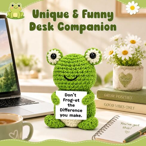 Thank You Gifts for Women Teacher Coworkers Nurse Boss Friends Manager, Funny Teacher Birthday Christmas Appreciation Gift, Cute Crochet Frog Desk Decor Inspirational Friendship Present for Woman in Kuwait