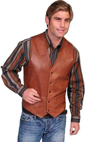 Scully Men's Lambskin Leather Western Vest in Kuwait