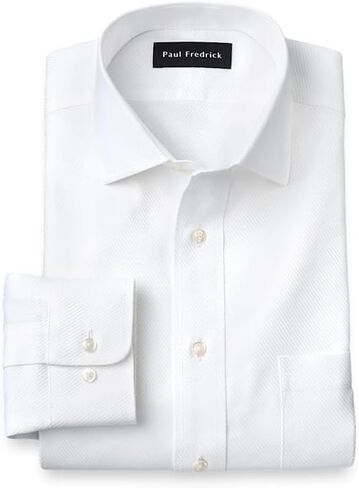 Paul Fredrick Men's Non-Iron Cotton Twill Windsor Spread Collar Dress Shirt in Saudi Arabia