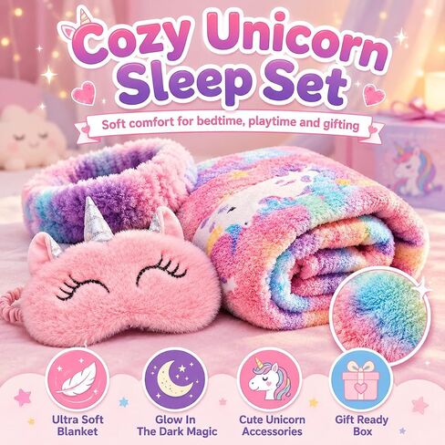 AGENTLAN Unicorn Gifts for Girls, Glow in the Dark Blanket & Night Light in Saudi Arabia