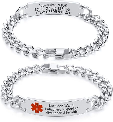 MEALGUET Custom Engraving-Stainless Steel Mesh Wristband Medical Alert ID Bracelets for Men Women, Men's Medical ID Bracelet in Saudi Arabia