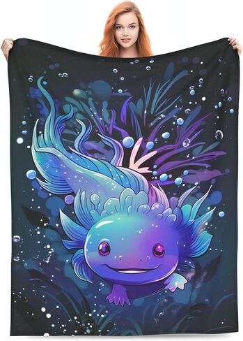 Axolotl Blanket Lovely Axolotls Gifts for Kids Adults Soft Warm Lightweight Cozy Cute Animal Dark Throw Blankets for Bed Living Room Sofa Couch Birthday Decor 50x60in in Saudi Arabia