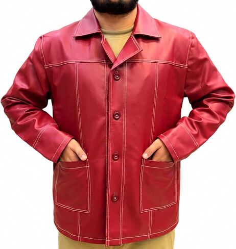Tzee's Tyler Durden Fight Club Red Faux Leather Jacket for Men in Kuwait