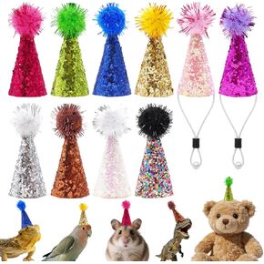 10 Pcs Mini Party Hats for Animal Figures 1" Tiny Fingers Hats for Little Resin Toys Birthday Hat with Pom Poms in Kuwait