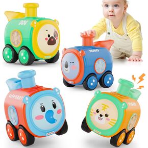 Keamaidy Baby Train Car Toys for Toddler 1-3, 4PCS Press to Go Push Car, Infant Play Whistle Vehicle Toy Set for 12-18 Months, 1st Birthday Christmas Easter Gifts for 1-2 Years Old Boys in Kuwait