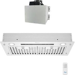 Awoco 14-1/2"D Super Quiet Split Insert Ceiling Mount Stainless Steel Range Hood, 4-Speed, 800 CFM, LED Lights, Baffle Filters with 6" Blower & Remote Control (30"W 6" Vent) in Saudi Arabia