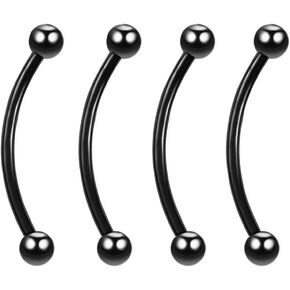 4 PC Set 16G Titanium IP 316L Surgical Stainless Steel Long Snake Eyes Piercing Ring Tongue Curved Barbell in Kuwait