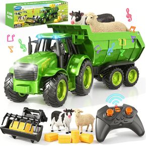 Funwee RC Farm Tractor Toy Playset with Loader, Trailer & Animals in Kuwait