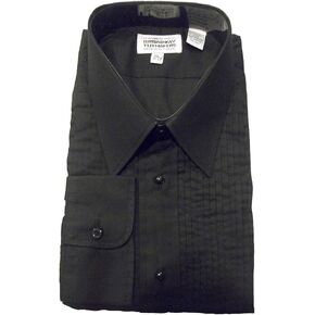 Broadway Tuxmakers Mens Black Tuxedo Shirt 1/4" Pleat, Lay Down Collar in Kuwait