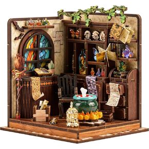 Book Nook Kit – DIY Miniature House Kit, Book Nook Kits for Adults, 3D Wooden Puzzle Craft Workshop Scene, Bookshelf Decor Insert, Home Office & Study Room Gift in Kuwait