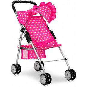My First Baby Doll Stroller for Kids – Foldable Toy Stroller for 18 Inch Dolls with Storage Basket, Double Wheels & Canopy – Pretend Play Toy Stroller in Kuwait