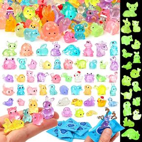 100PCS Mystery Bag Mini Resin Animals Luminous for Crafts Decor Mini Resin Ocean Animals Miniature Ornaments for Micro Landscape Garden Aquarium Dollhouse Party Favors Surprise Gifts for Kids in Saudi Arabia