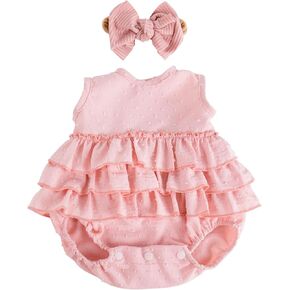 Aori Lifelike Baby Dolls Clothes 20 Inch Pink Dress Clothing Set for 17-20 in Realistic Newborn Dolls Girl in Kuwait