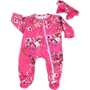 Aori Lifelike Reborn Baby Dolls Clothes 20 inch Purple Clothing Floral Jumpsuits Set for 17-20 Inch Newborn Girl Doll in Kuwait