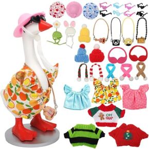 Desk Goose with 9 pcs Accessories Plus 6 Sets Desk Goose Outfits, Cute Desktop White Goose Statue with Changeable Clothes DIY Dress Up Kit in Kuwait