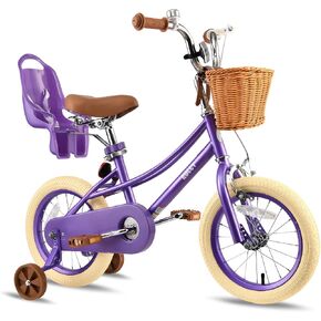 RULLY Donna Kids Bike for Girls Ages 2-7 Years, 12 14 16 Inch Princess Girls Bicycle with Doll Bike Seat, Training Wheels, Basket and Streamers, Kids Cycle Bikes, Multiple Colors in Kuwait