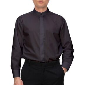OmegaTux Men’s Banded Collar(Mandarin Collar) Black Dress Shirt in Saudi Arabia