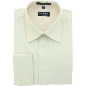 Milani Men's Standard Fit Dress Shirt with French Cuffs 17.5" Neck 36/37" Sleeve Tan in Kuwait